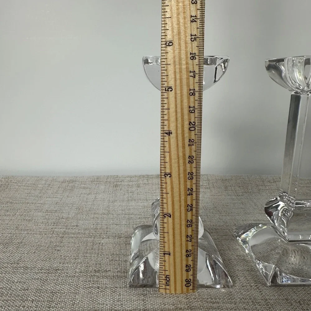 Pair of Villeroy & Boch Crystal Candlesticks Clear Glass Candle Holders 6